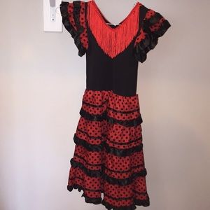 Girls red and black flamenco dancer dress size 10
